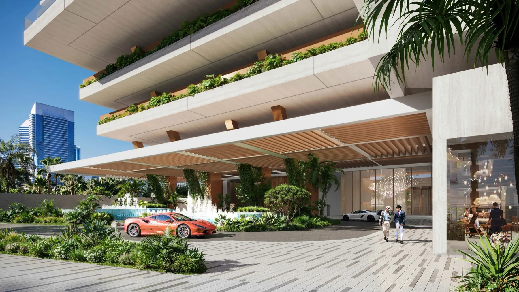 Penthouse · Salon avec piscine privée et vue Burj Khalifa