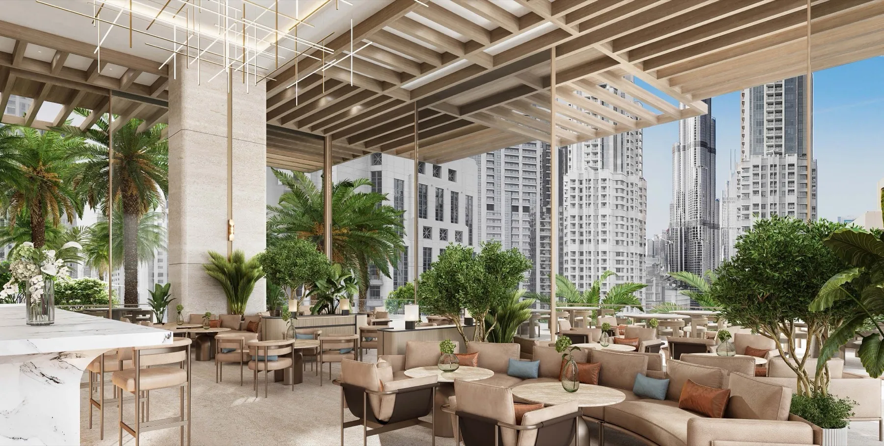 Restaurant podium avec vue sur le Burj Khalifa