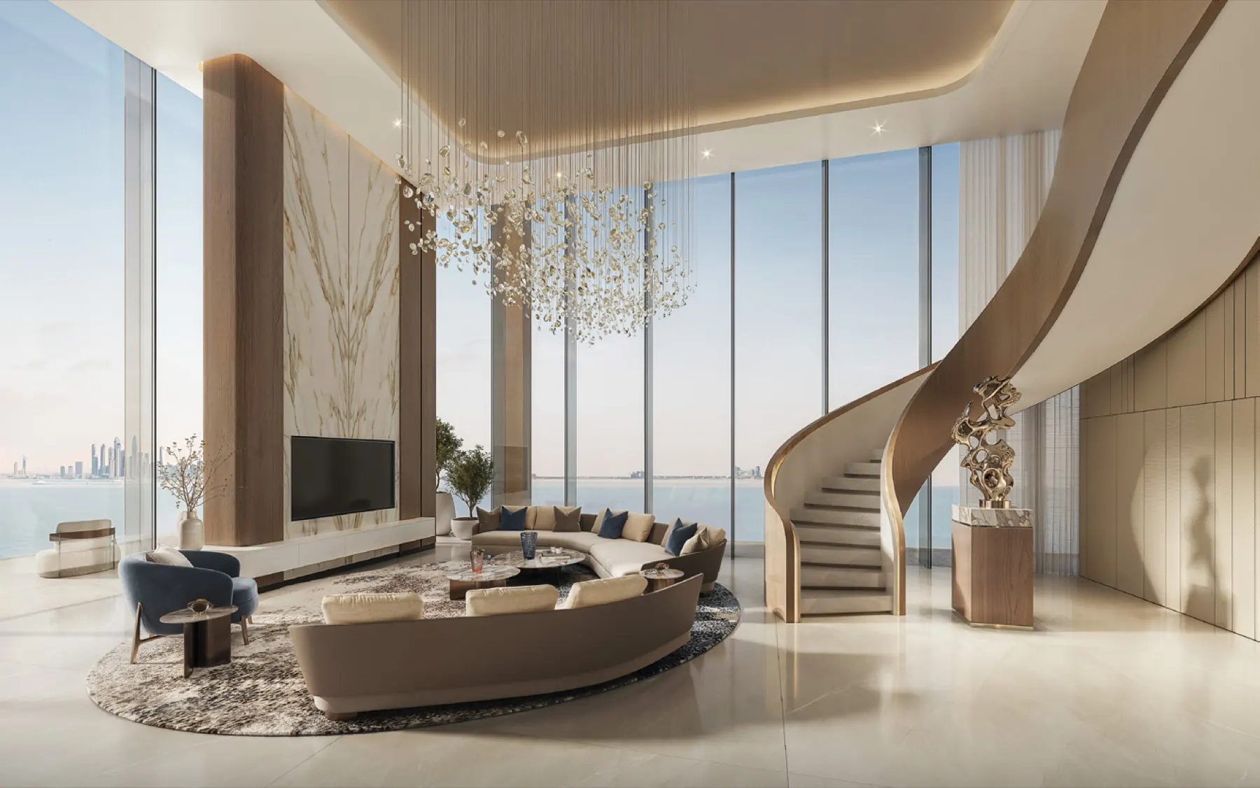 5 chambres Penthouse · Salon · vue panoramique