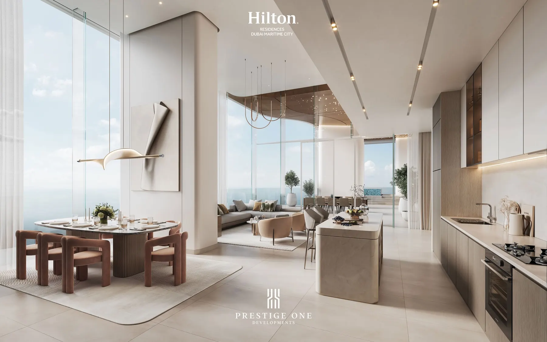 3 chambres Penthouse · Salon & Dining · chaises rouges signature